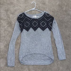 Light grey with black design long sleeve shirt